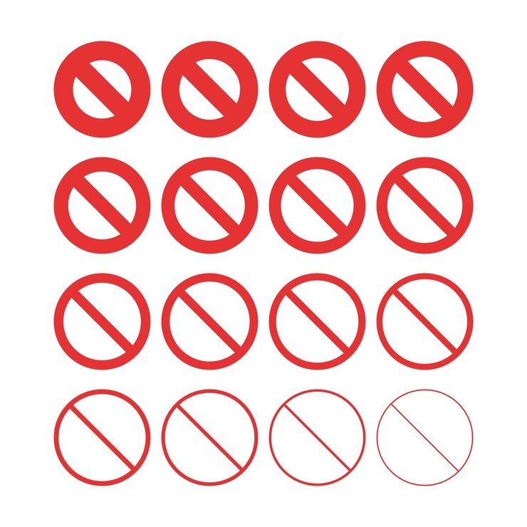 Vector Gratis no signs thick to thin red flat style