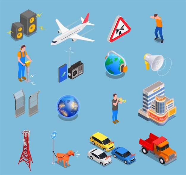 noise pollution isometric set
