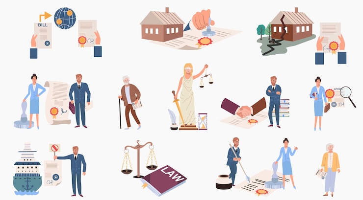 Vector Gratis notary icons set with law symbols flat isolated vector illustration