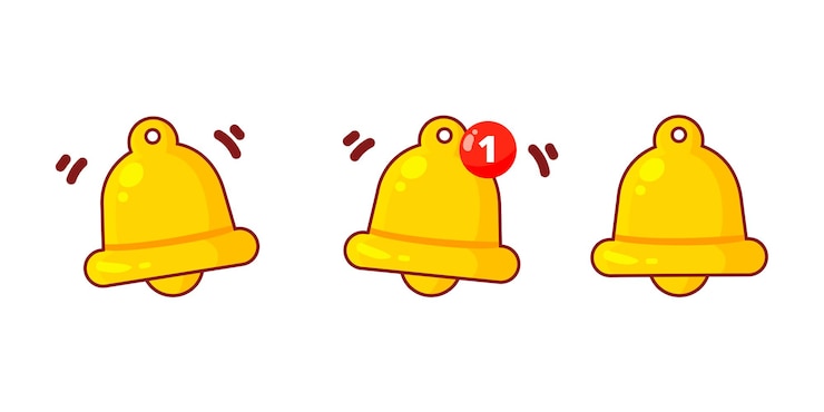 Vector Gratis notification golden bell icon cartoon art illustration