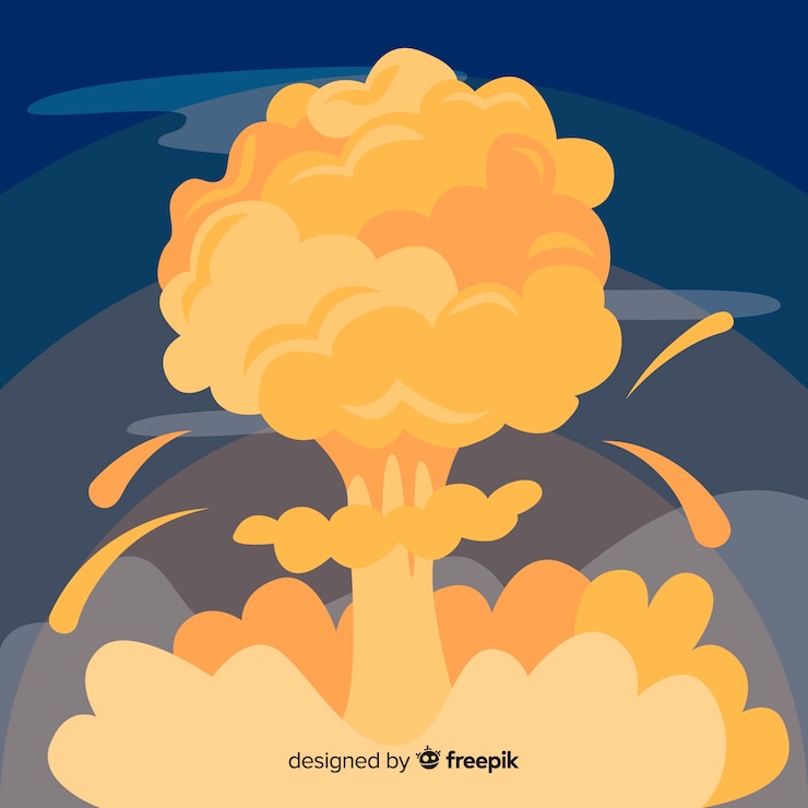 Vector Gratis nuclear explosion effect cartoon style