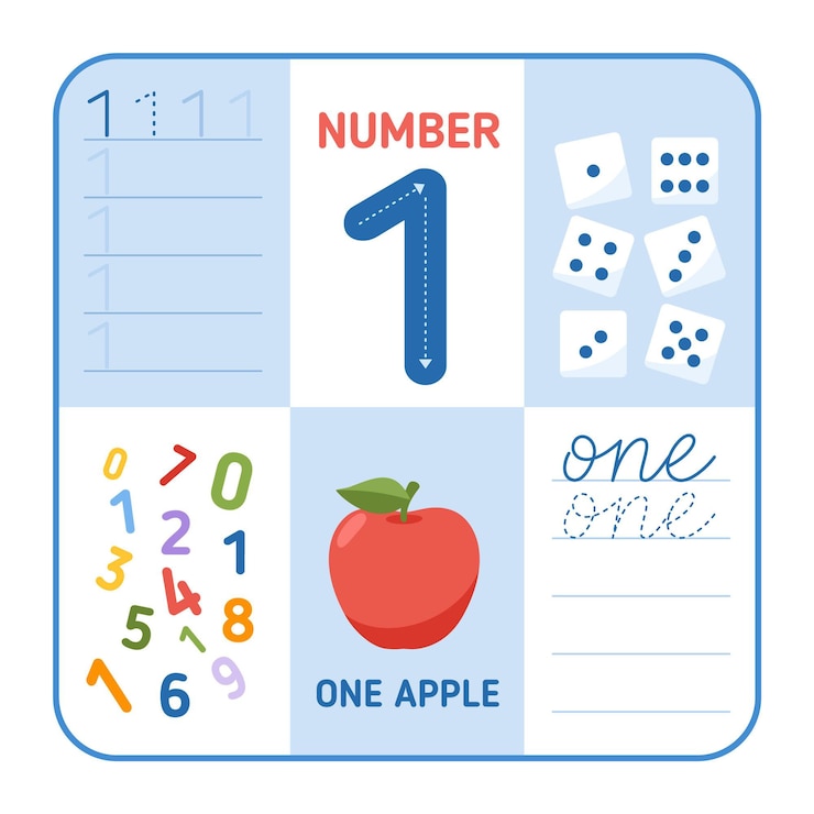 Vector Gratis number 1 worksheet template