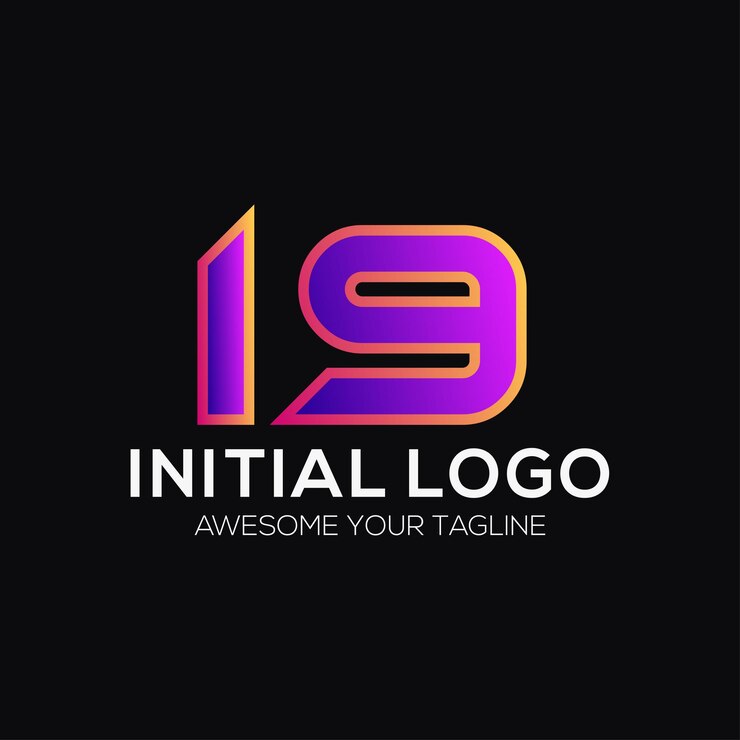 Vector Gratis number 19 color logo design template modern