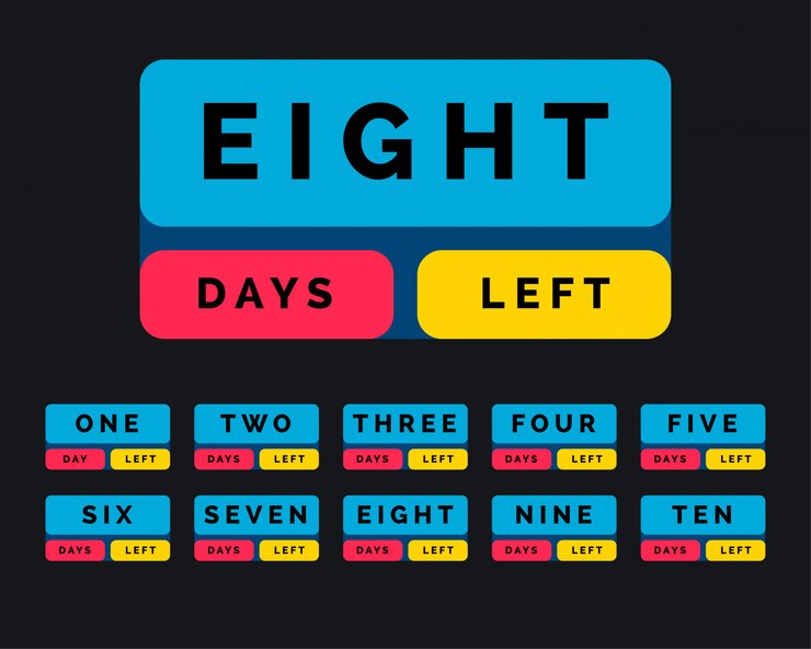 Vector Gratis number of days left in button style 