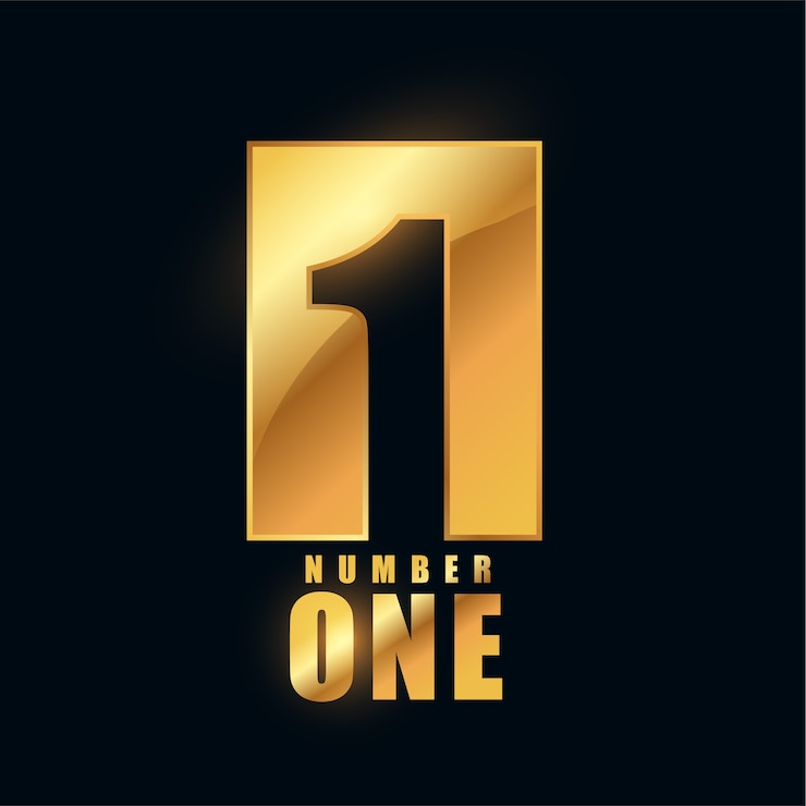 Vector Gratis number one golden shiny label design