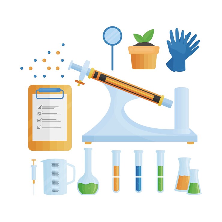 Vector Gratis objek lab sains dan buku catatan