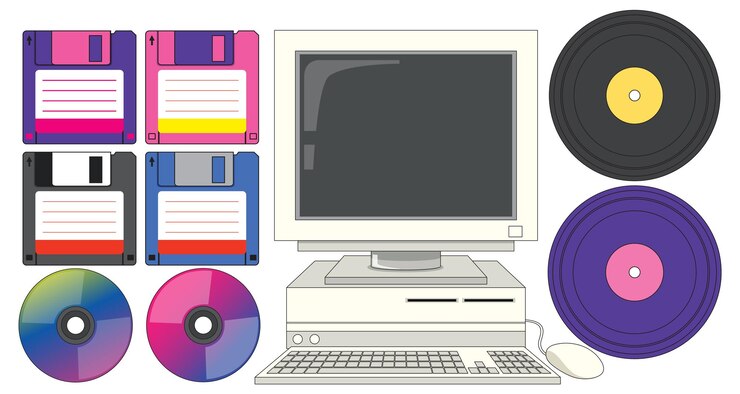Vector Gratis objek retro dan perangkat elektronik
