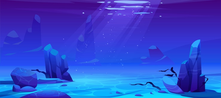Vector Gratis ocean or sea underwater background. empty bottom