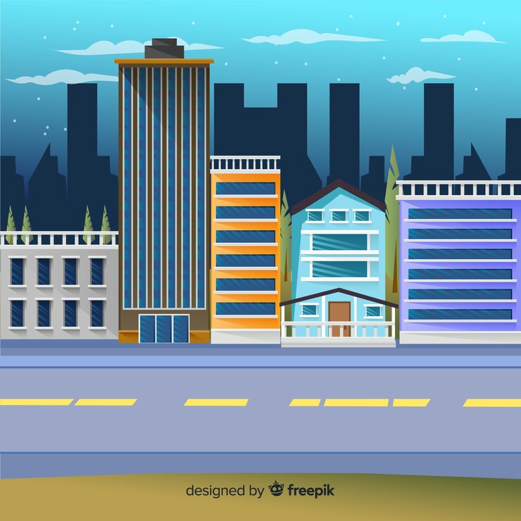 Vector Gratis office building background in flat design