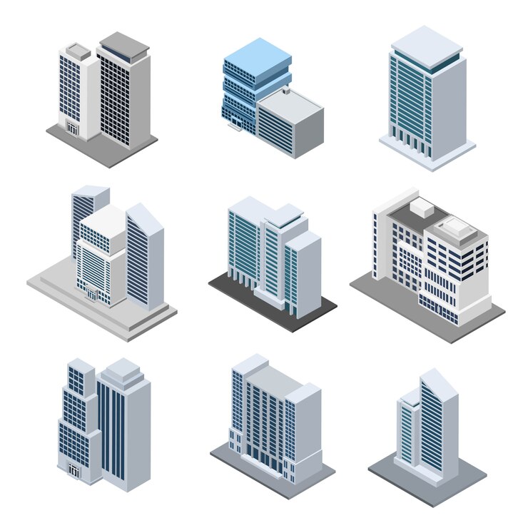 Vector Gratis office building isometric