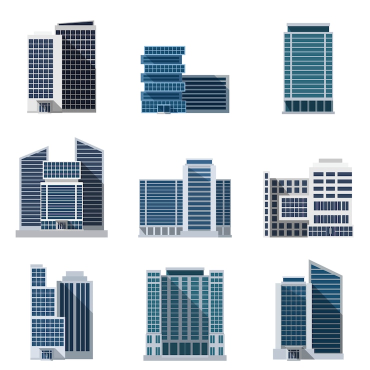 Vector Gratis office buildings set