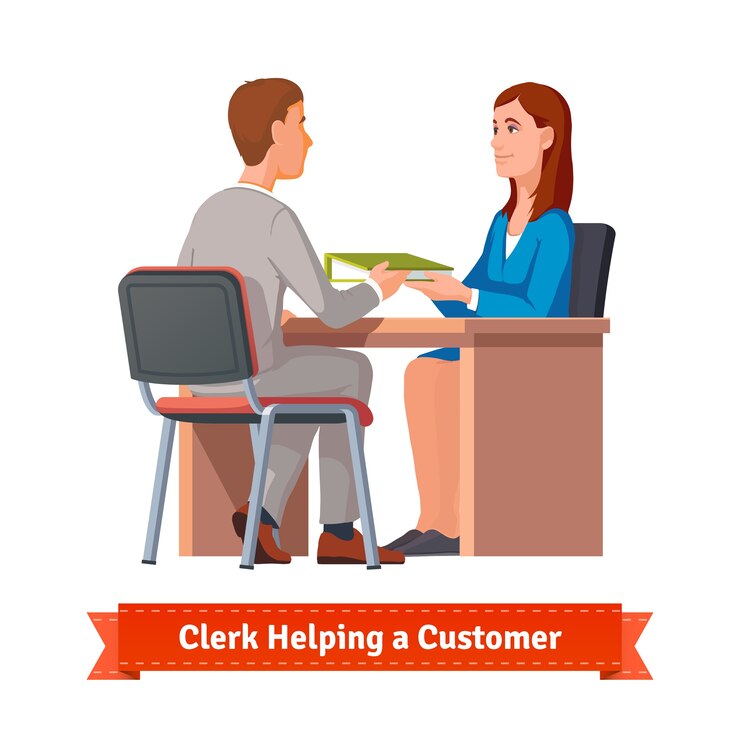 Vector Gratis office clerk working with customer