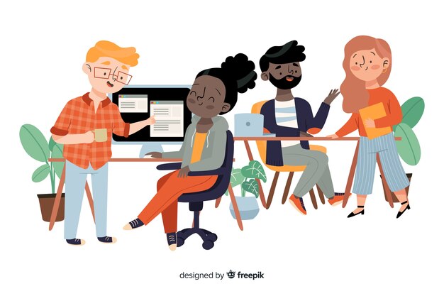 Office workers sitting at desks