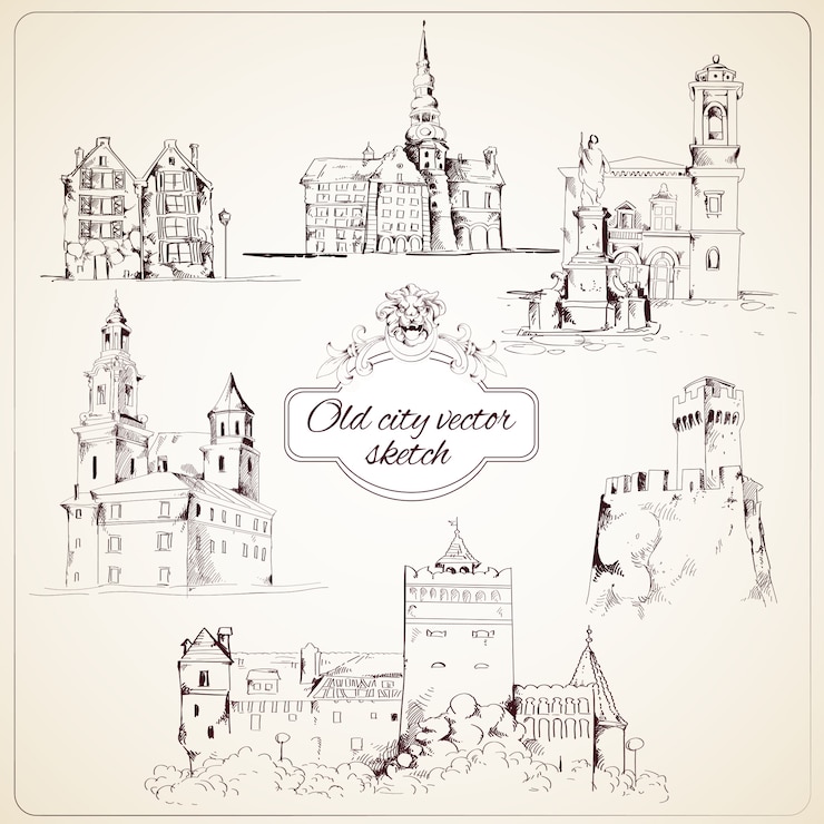 Vector Gratis old city sketch