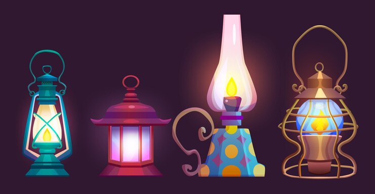 Vector Gratis old oil and gas lamp with flame