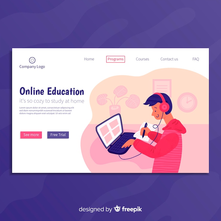 Vector Gratis online education landing page