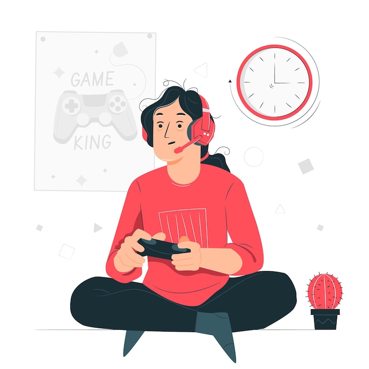 Vector Gratis online games addiction concept illustration