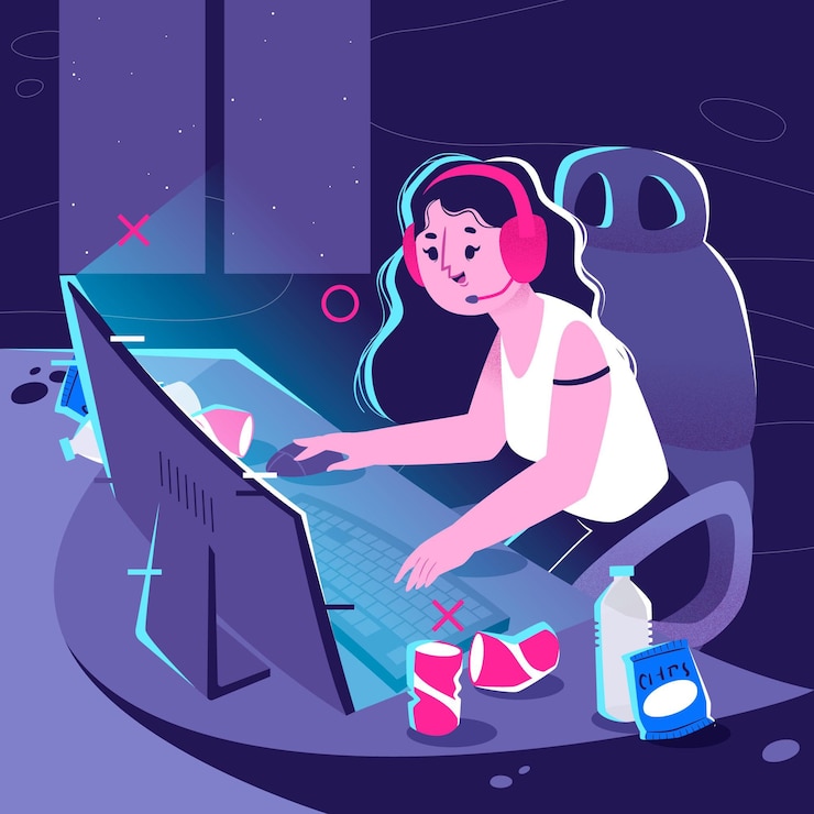 Vector Gratis online games addiction concept