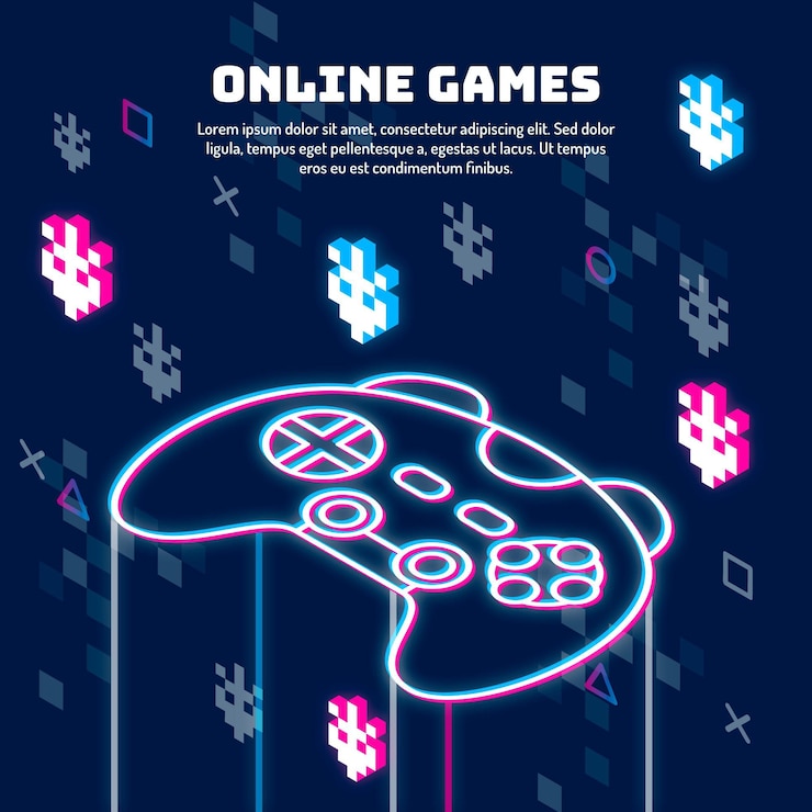 Vector Gratis online games concept glitch illustration