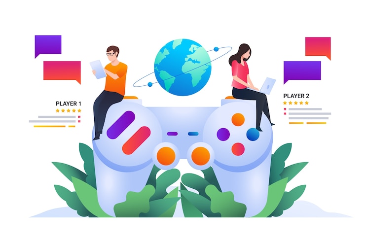 Vector Gratis online games concept illustration