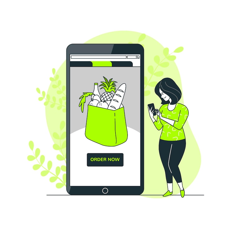 Vector Gratis online groceries concept illustration