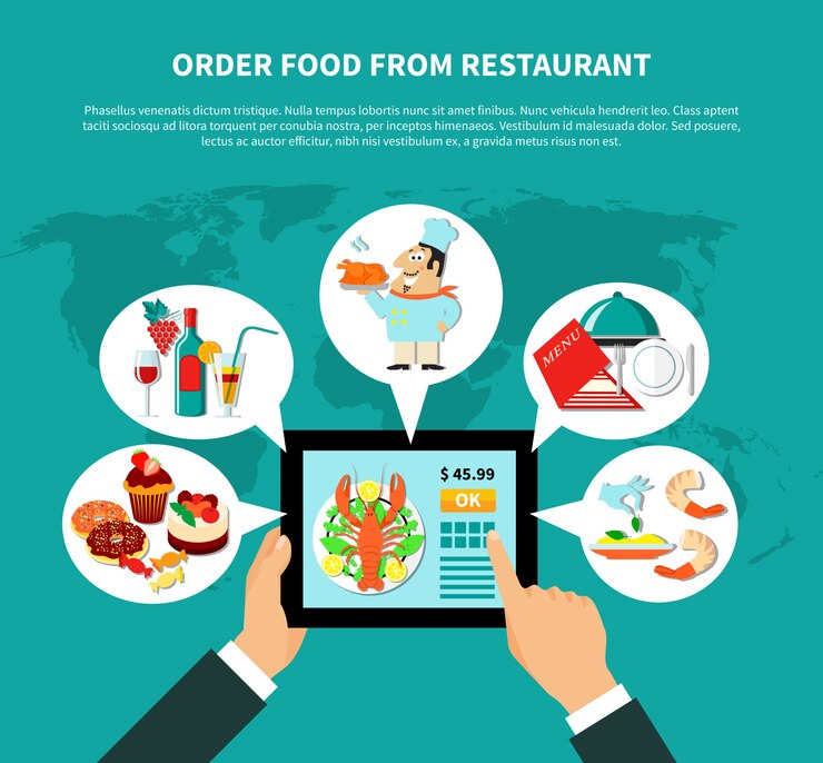 Vector Gratis online ordering food concept