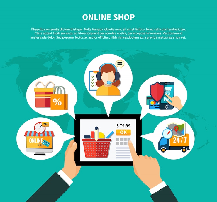 Vector Gratis online shop composition