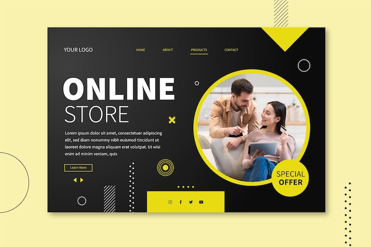 Vector Gratis online shopping landing page style