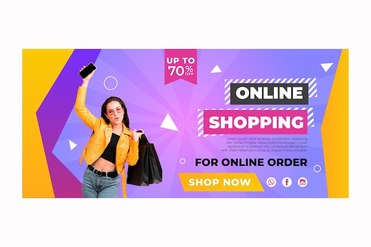 Vector Gratis online shopping template banner