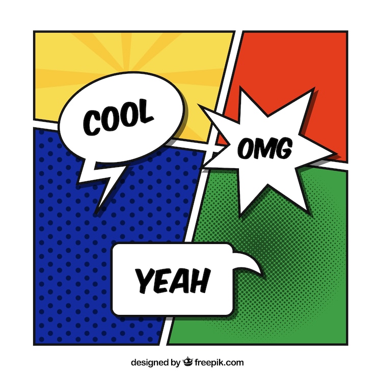 Vector Gratis onomatopoeias in different speech bubbles