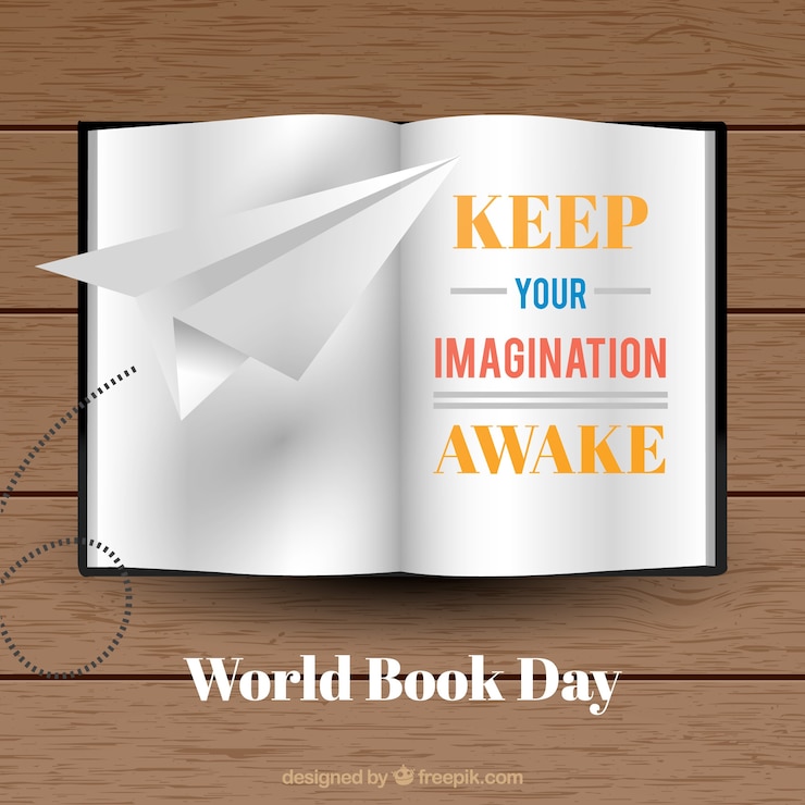 Vector Gratis open book background with message and paper airplane