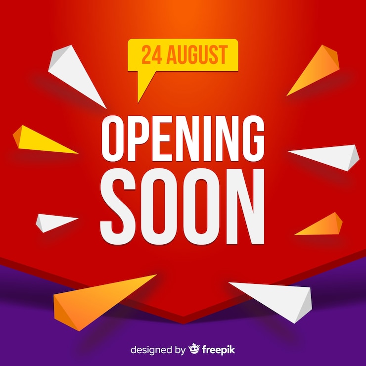 Vector Gratis opening soon background in flat style
