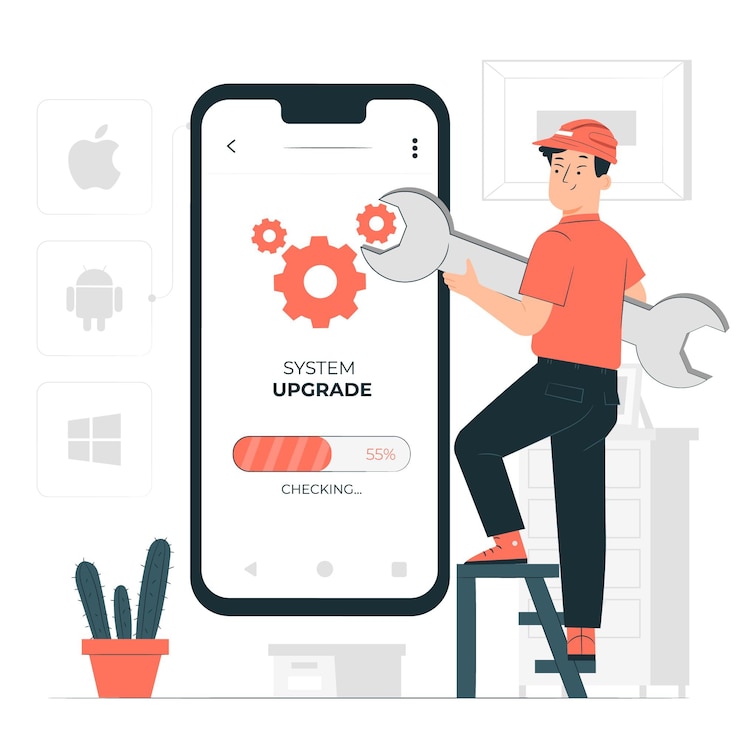 Vector Gratis operating system upgrade concept illustration
