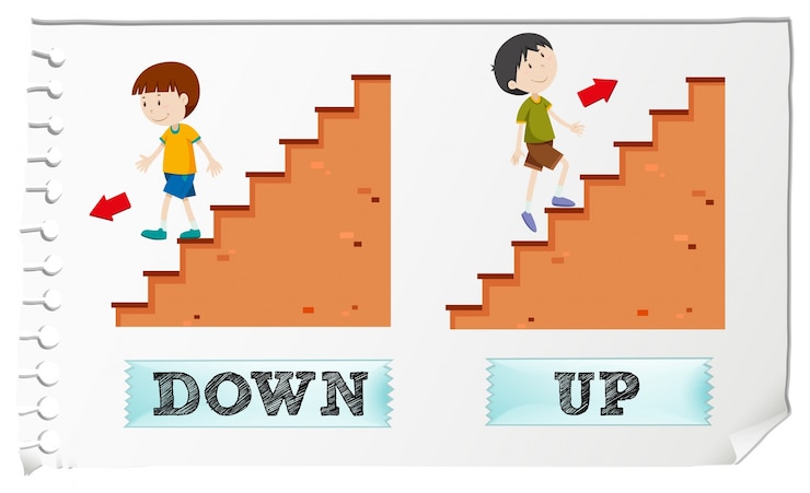 Vector Gratis opposite adjectives down and up