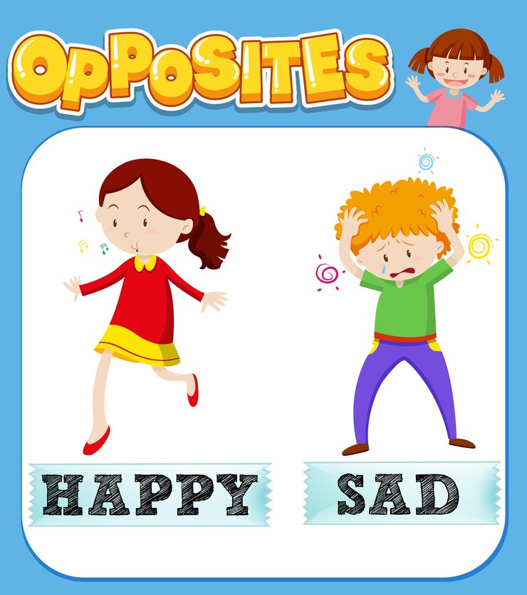 Vector Gratis opposite words for happy and sad
