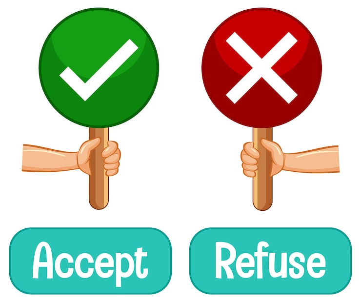 Vector Gratis opposite words with accept and refuse