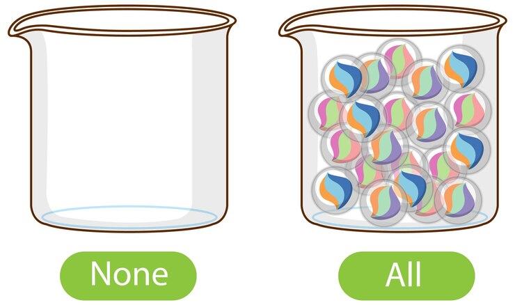 Vector Gratis opposite words with none and all