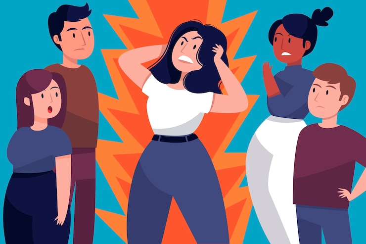 Vector Gratis orang marah di tengah kerumunan