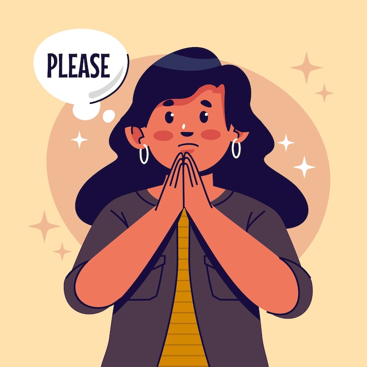 Vector Gratis orang menunjukkan ilustrasi memohon