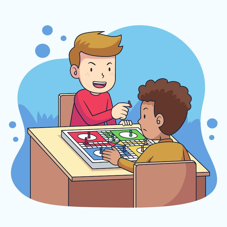 Vector Gratis orang-orang bermain permainan ludo