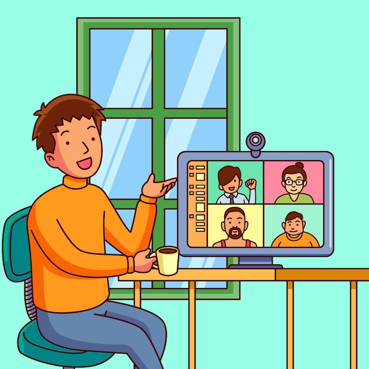 Vector Gratis orang-orang bertemu setelah melakukan isolasi mandiri