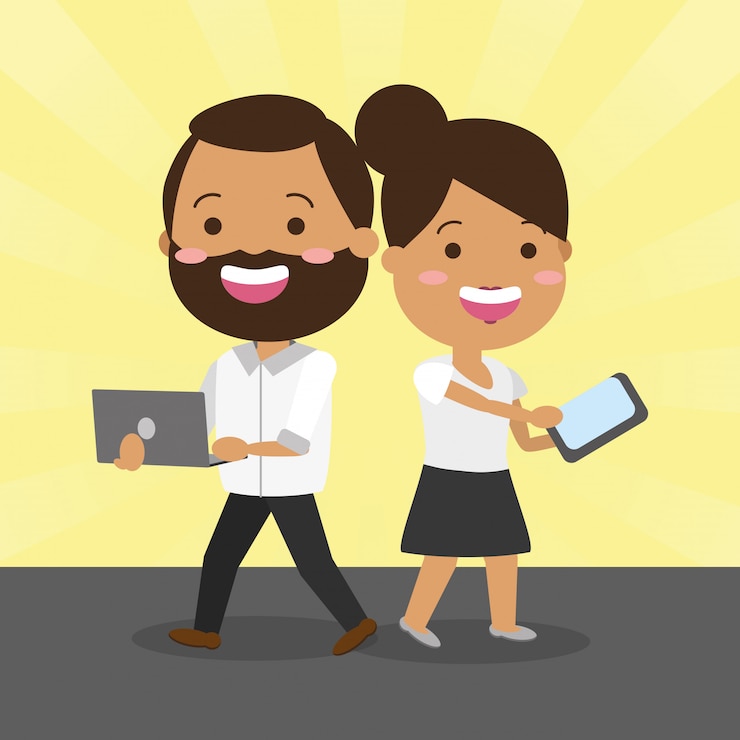 Vector Gratis orang-orang dengan perangkat teknologi