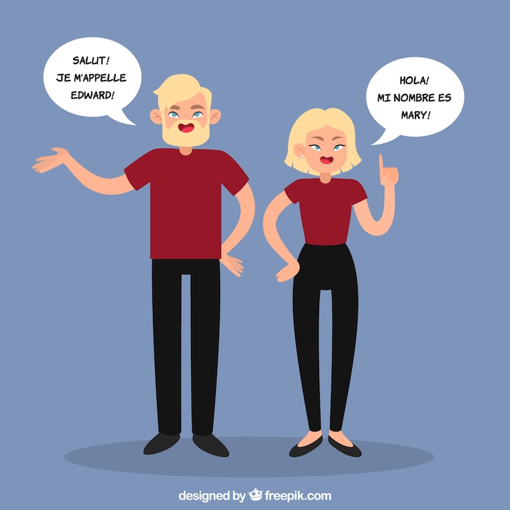 Vector Gratis orang-orang digambar tangan berbicara dengan bahasa yang berbeda