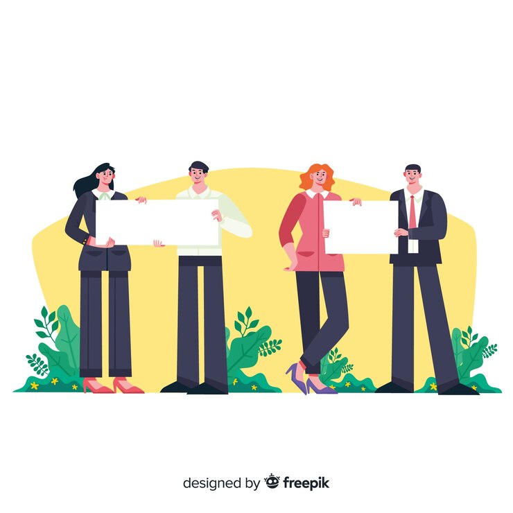 Vector Gratis orang-orang memegang plakat bersih