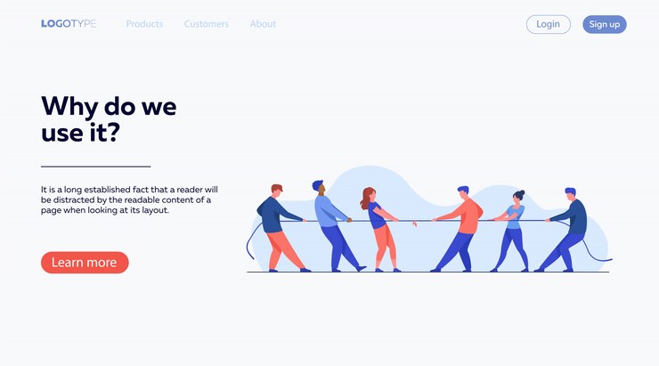 Vector Gratis orang-orang menarik ujung tali yang berlawanan ilustrasi vektor datar