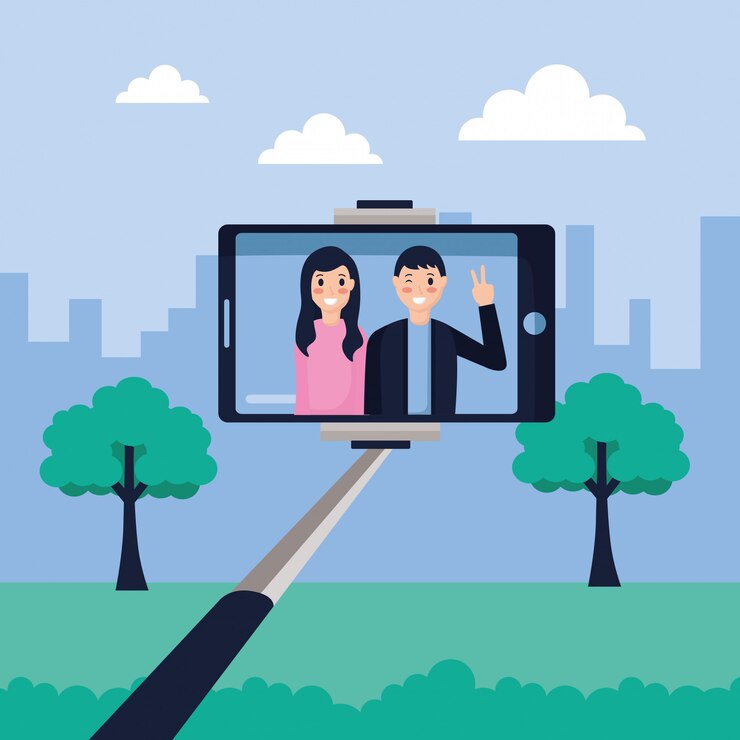 Vector Gratis orang-orang mengambil selfie
