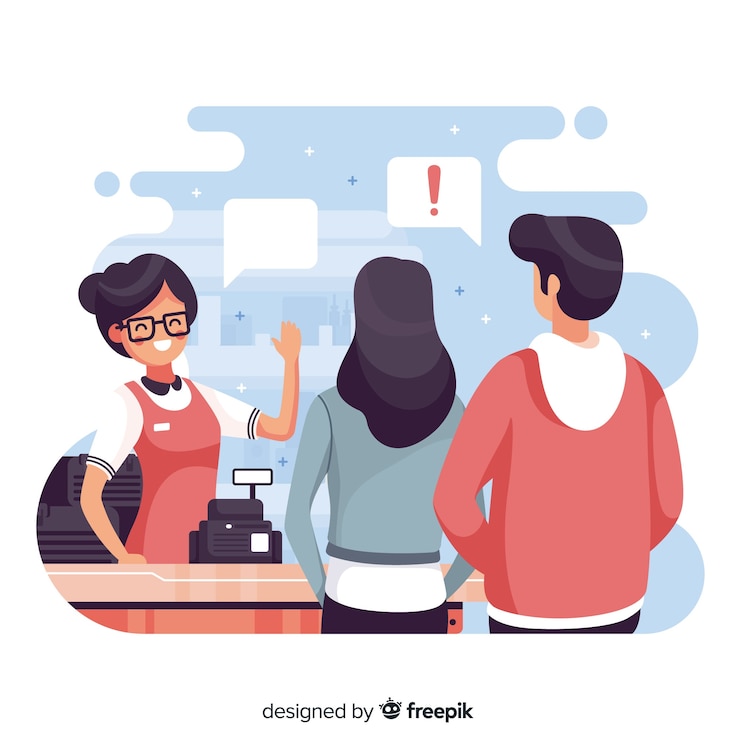 Vector Gratis orang-orang mengantre menunggu untuk membayar