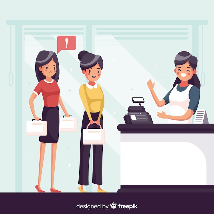 Vector Gratis orang-orang mengantre menunggu untuk membayar