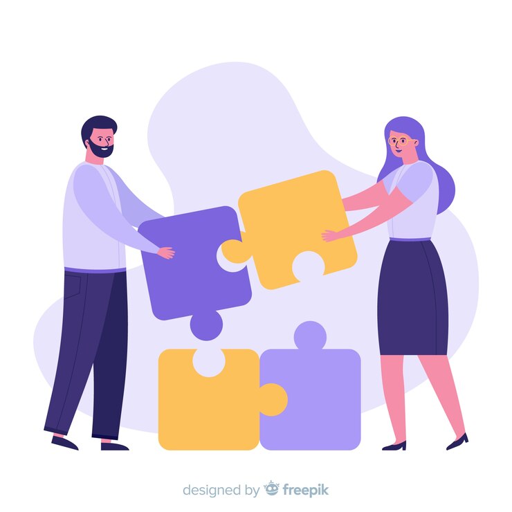 Vector Gratis orang-orang menyambungkan potongan puzzle