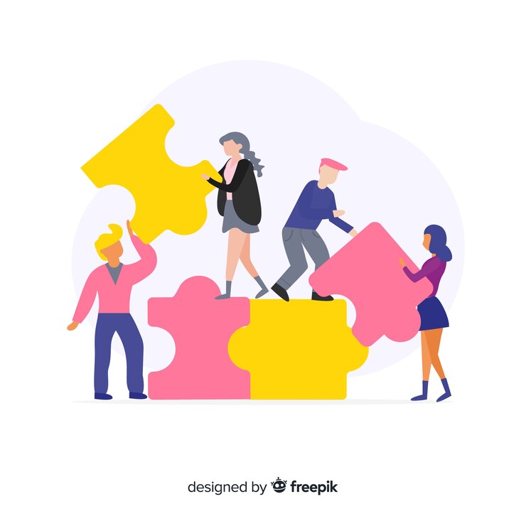 Vector Gratis orang-orang menyambungkan potongan puzzle